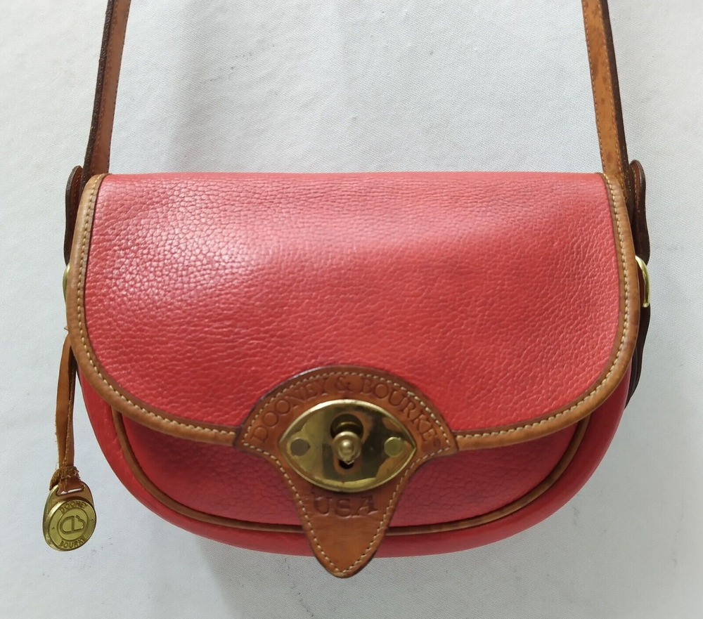 Dooney & Bourke All Weather Leather Red Flap Closure Crossbody Bag - Vintage